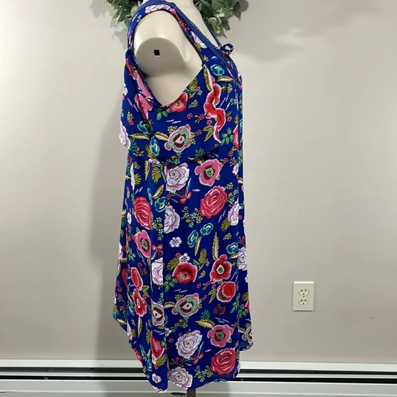 NWOT Jodi Kristopher Blue Floral Cold Shoulder Shift Dress M - Picture 6 of 15